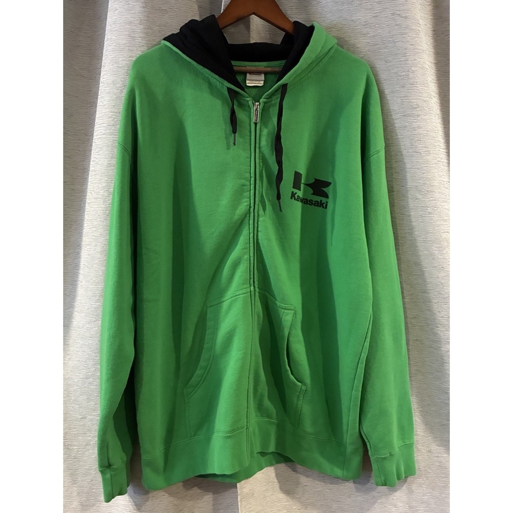 Kawasaki Racing Team Zip Up Hoodie Green Y2K Men's Size XL MX Dirt Bikes